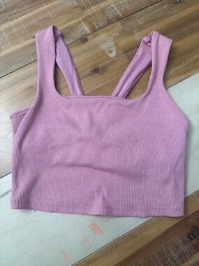 ALO Yoga Pink Ribbed Sports Bra Tank